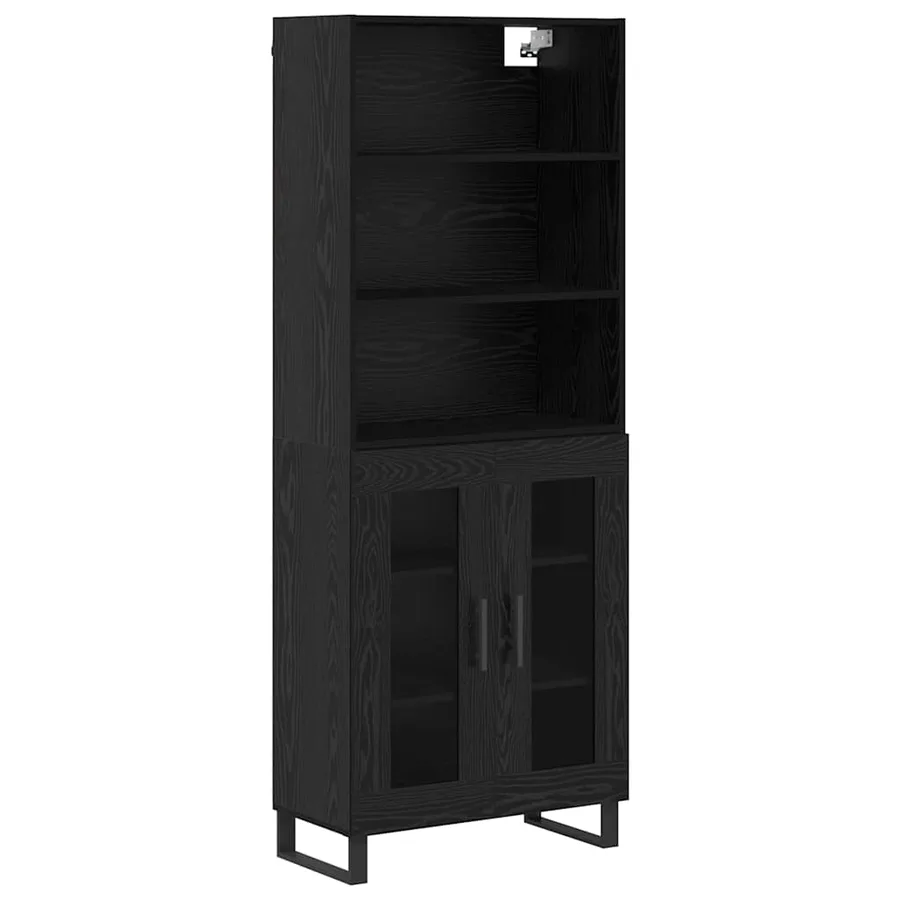 Haut Armoire 2 pcs Chêne noir Bois d'ingénierie - 2
