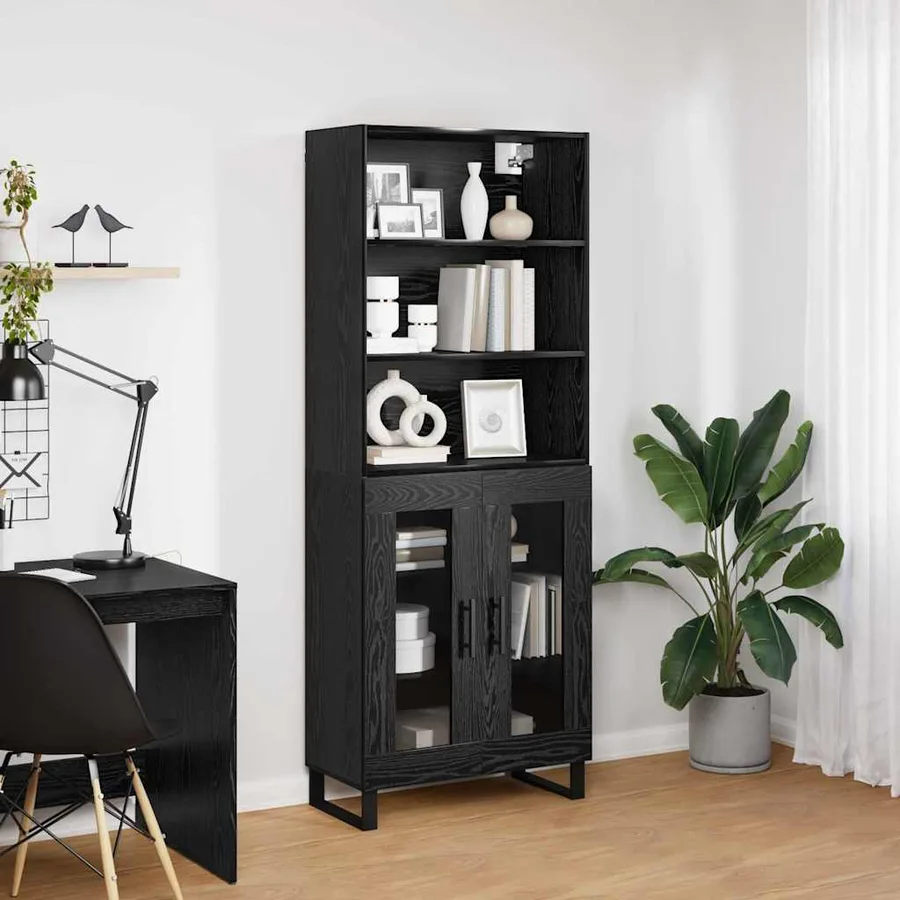 Haut Armoire 2 pcs Chêne noir Bois d'ingénierie - 4