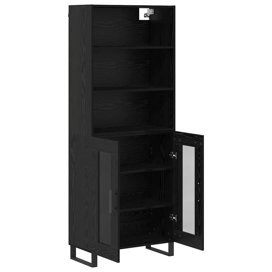 Haut Armoire 2 pcs Chêne noir Bois d'ingénierie - 7
