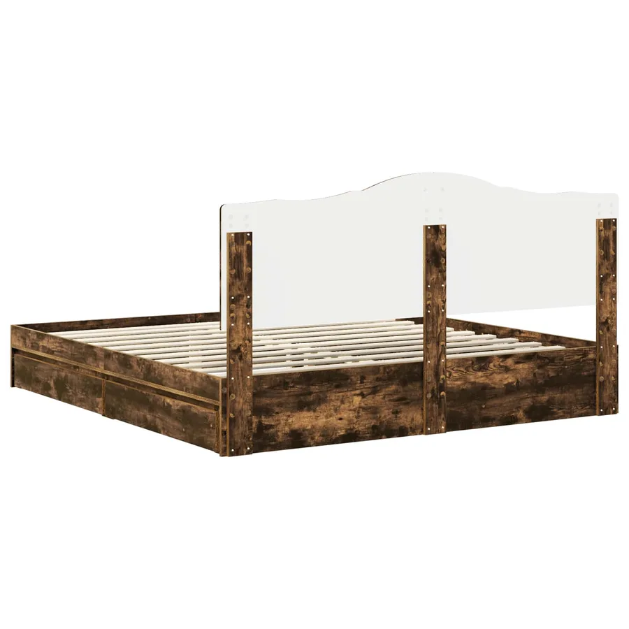 Lit de Rangement Chêne fumé 180 x 200 cm Bois d'ingénierie - 10