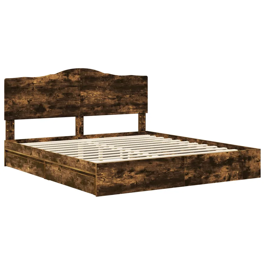 Lit de Rangement Chêne fumé 180 x 200 cm Bois d'ingénierie - 4