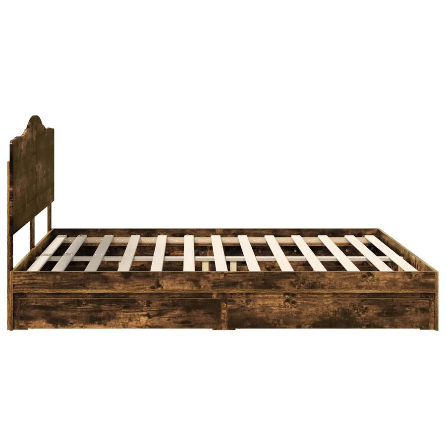 Lit de Rangement Chêne fumé 180 x 200 cm Bois d'ingénierie - 9