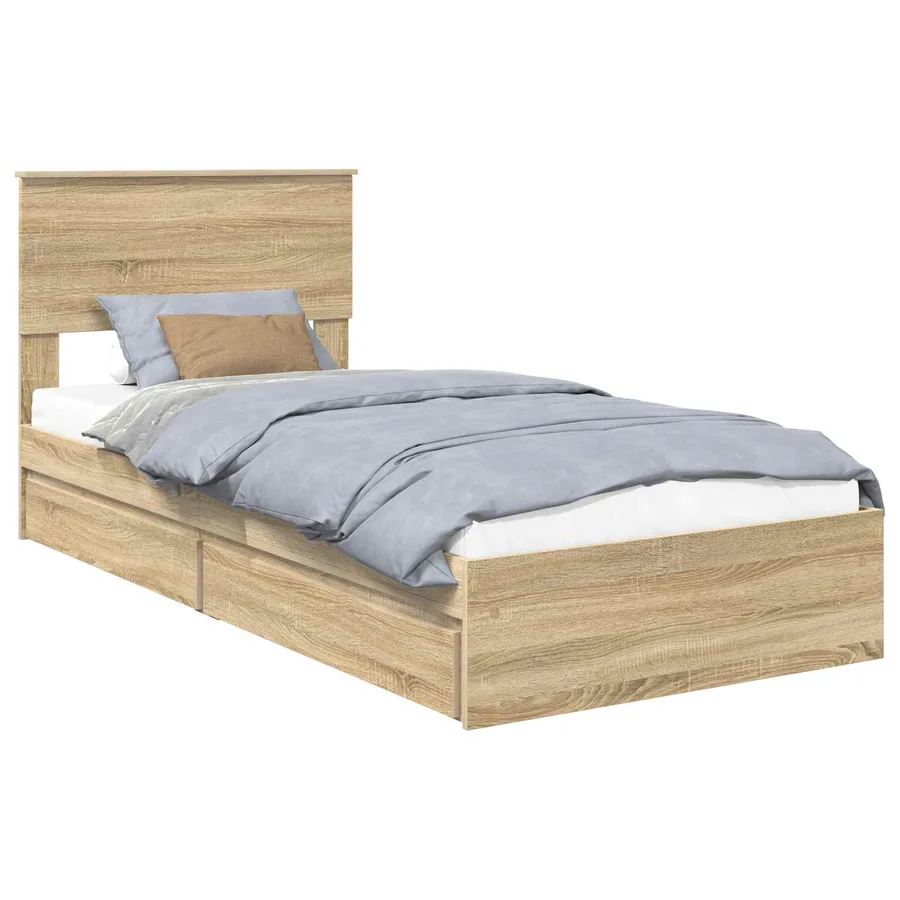 Lit de Rangement Chêne Sonoma 90 x 200 cm Bois d'ingénierie - 2