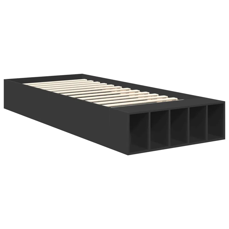 Cadre de lit avec étagère Noir 90 x 190 cm Bois d'ingénierie - 5