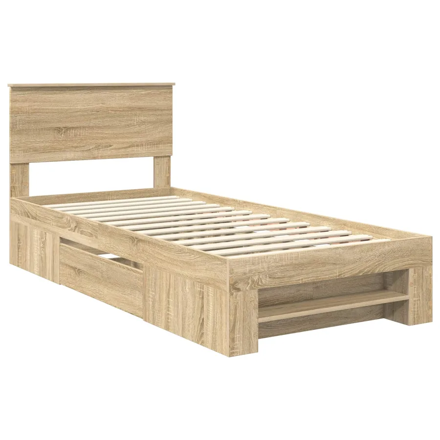 Cadre de lit Chêne Sonoma 90 x 200 cm Bois d'ingénierie - 4