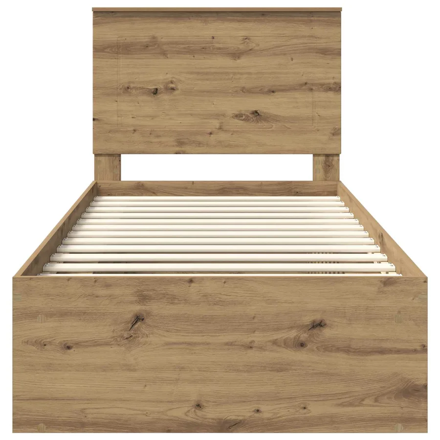 Cadre de lit Chêne artisan 90 x 200 cm Bois de pin massif - 7