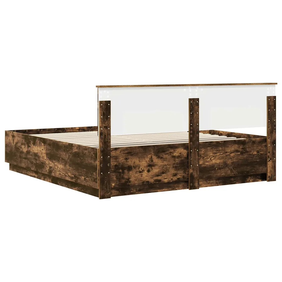 Cadre de lit Chêne fumé 200 x 200 cm Bois d'ingénierie - 10