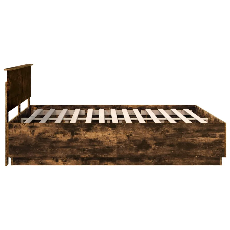 Cadre de lit Chêne fumé 200 x 200 cm Bois d'ingénierie - 9