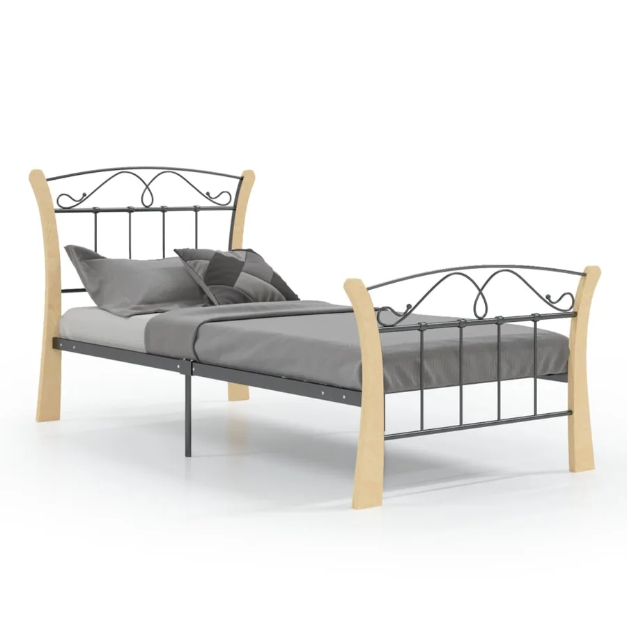 Cadre de lit sans matelas noir métal 90x200 cm - 2