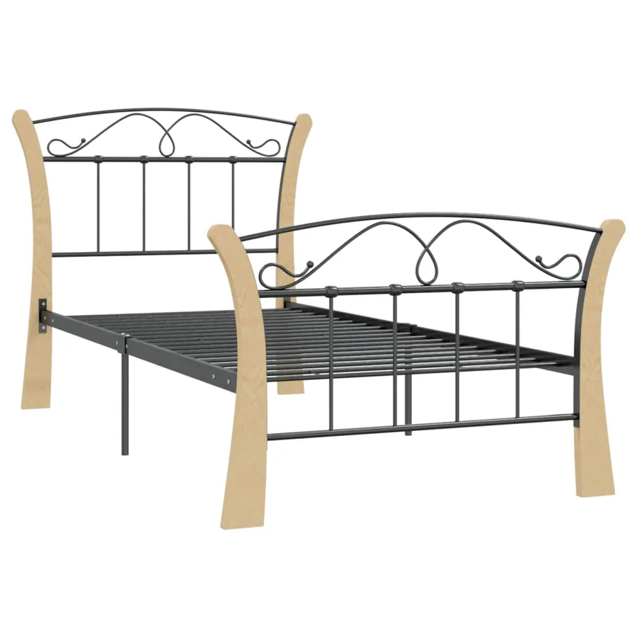 Cadre de lit sans matelas noir métal 90x200 cm - 3