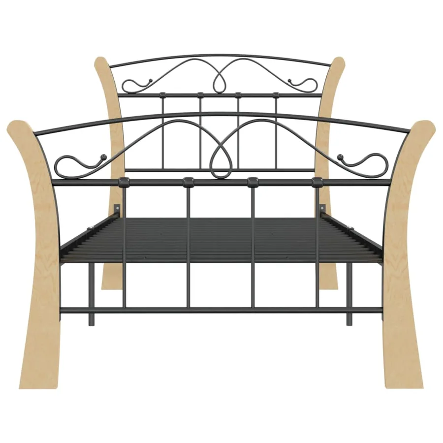 Cadre de lit sans matelas noir métal 90x200 cm - 4