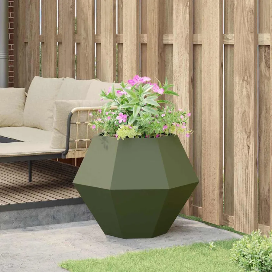 Jardinière Vert olive 75 x 75 x 60 cm Acier - 4