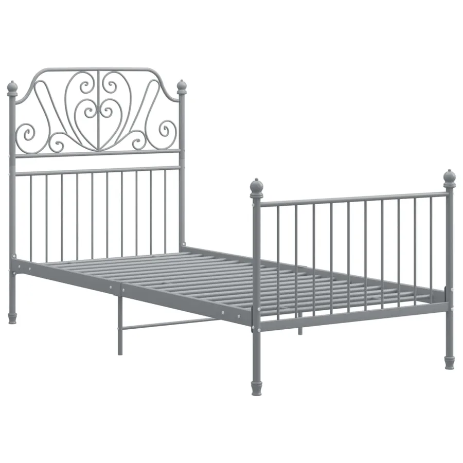 Cadre de lit sans matelas gris métal 90x200 cm - 2
