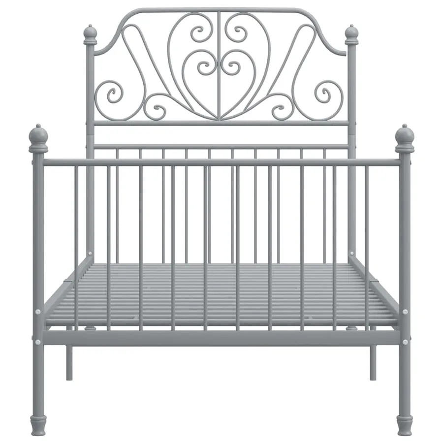Cadre de lit sans matelas gris métal 90x200 cm - 3