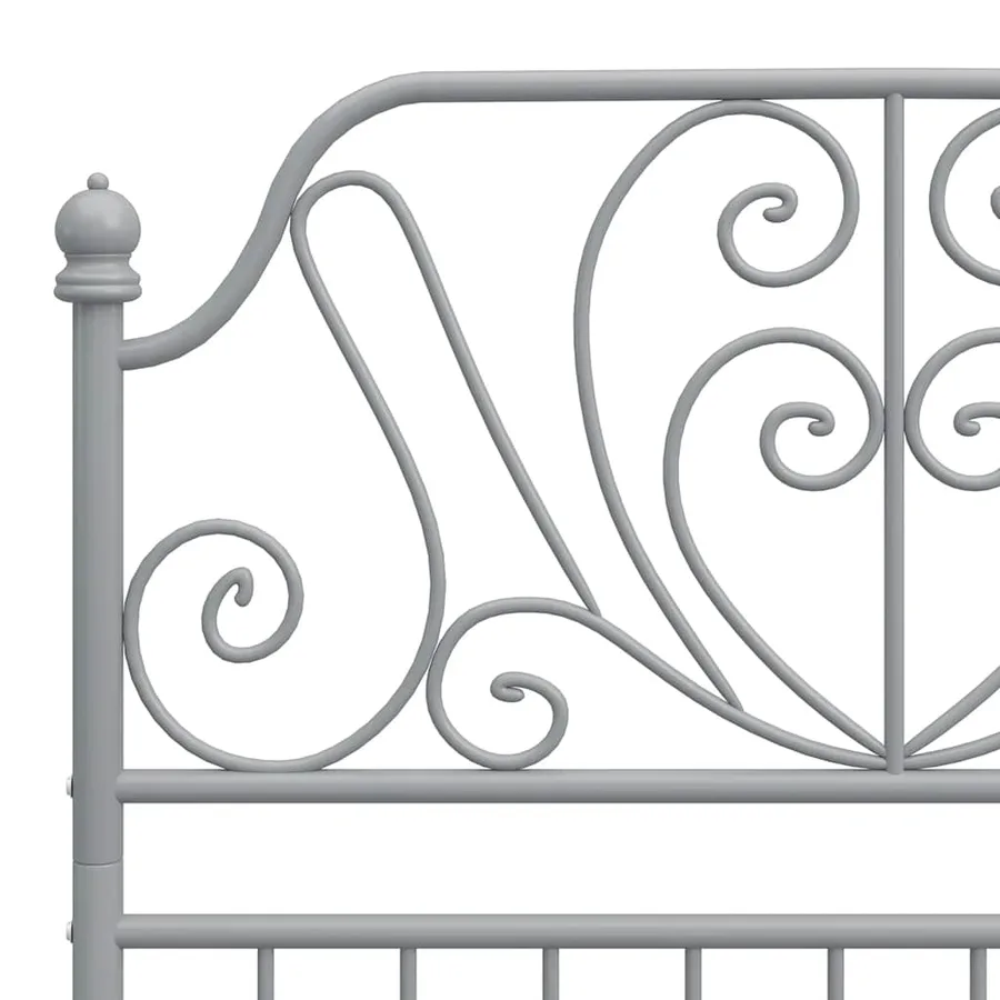 Cadre de lit sans matelas gris métal 90x200 cm - 5