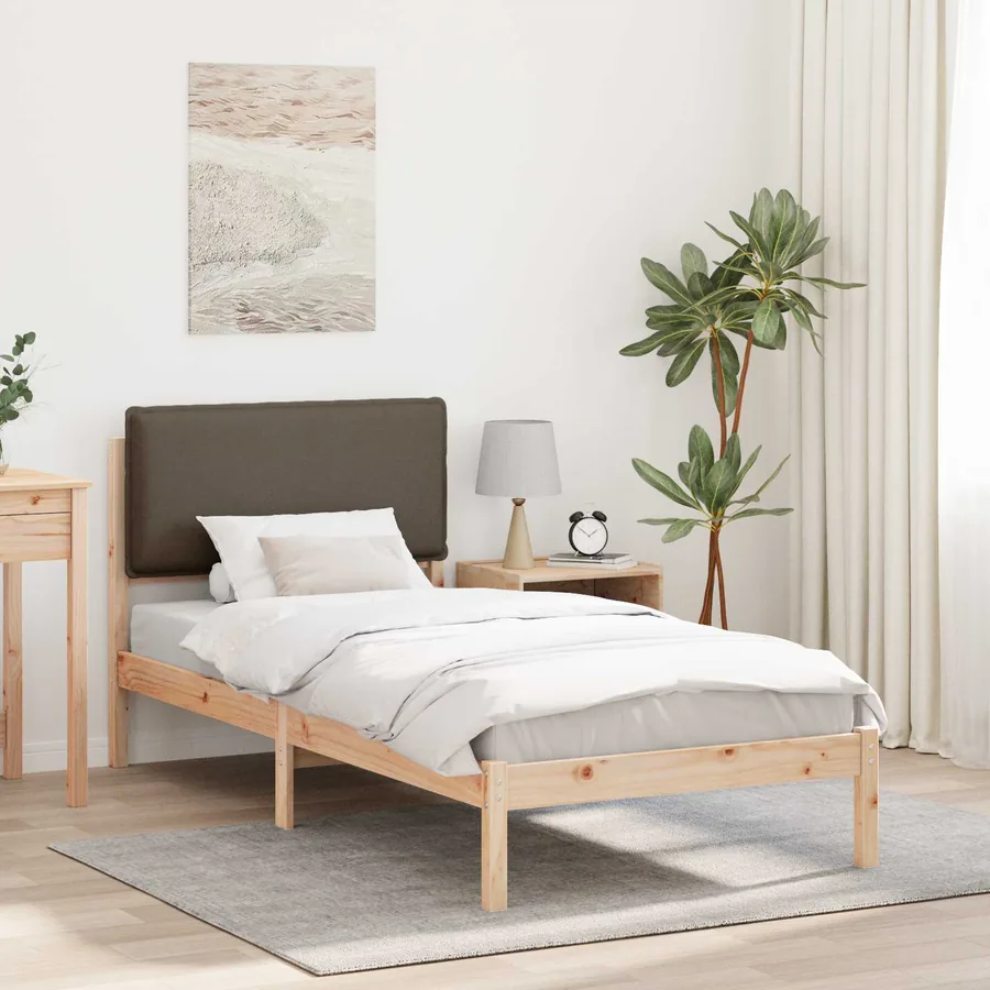 Cadre de lit avec tête de lit rembourrée Taupe 100 x 200 cm