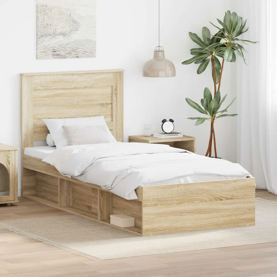 Cadre de lit avec tiroir Chêne Sonoma 75 x 190 cm Pin massif
