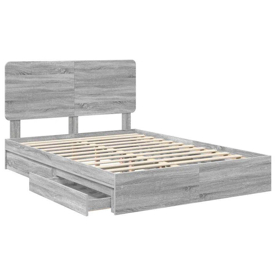Lit de Rangement Gris Sonoma 160 x 200 cm Bois d'ingénierie - 5
