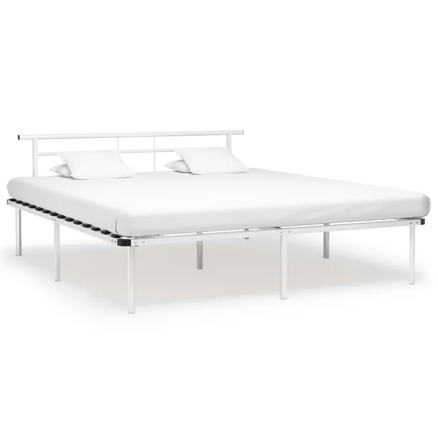 Cadre de lit sans matelas blanc métal 180x200 cm
