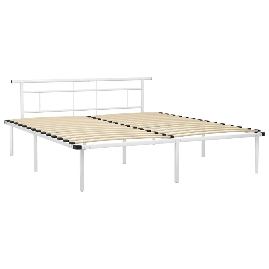 Cadre de lit sans matelas blanc métal 180x200 cm - 2