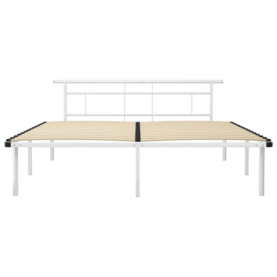 Cadre de lit sans matelas blanc métal 180x200 cm - 3