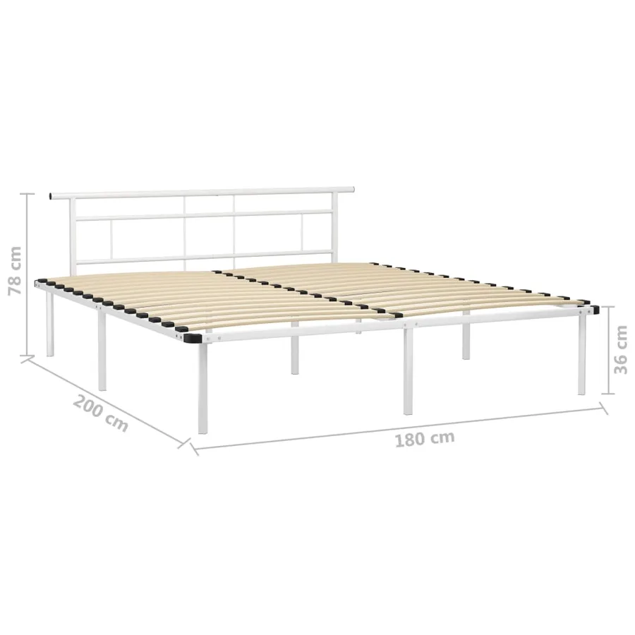 Cadre de lit sans matelas blanc métal 180x200 cm - 6