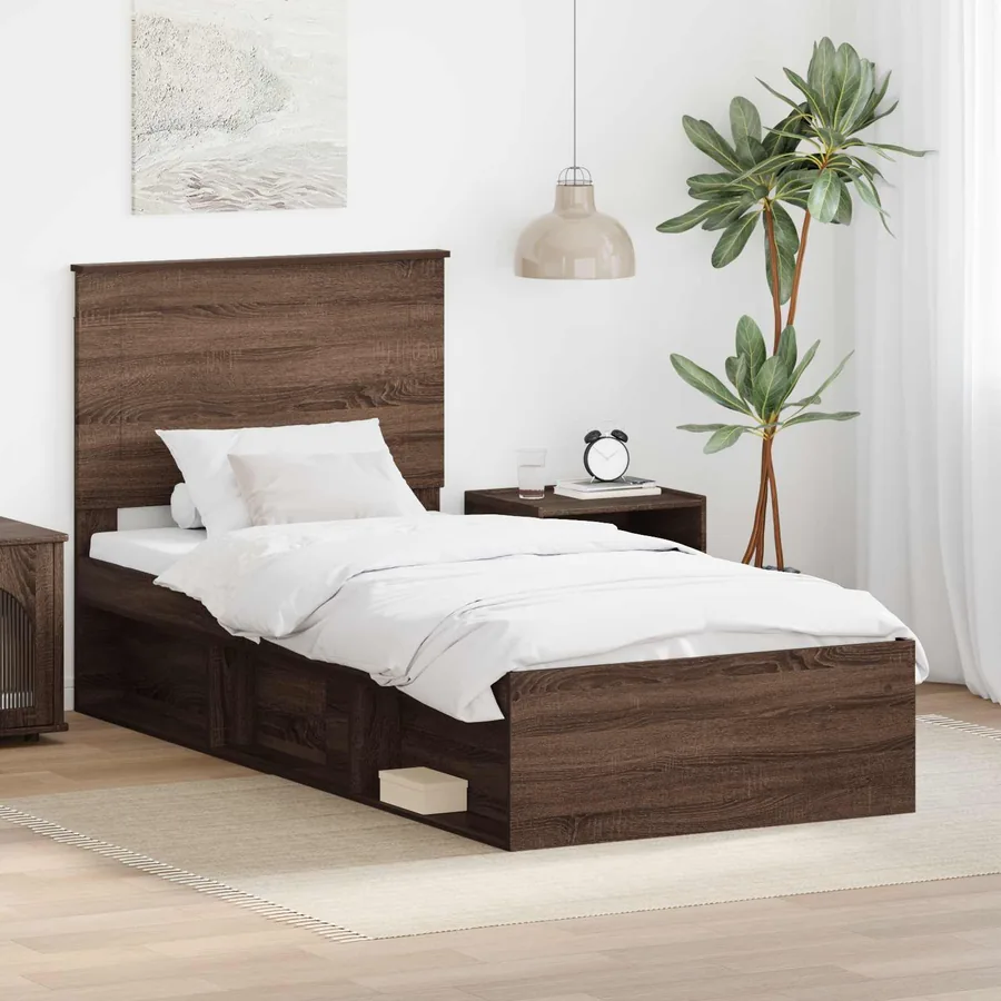 Cadre de lit Chêne brun 75 x 190 cm Bois de pin massif