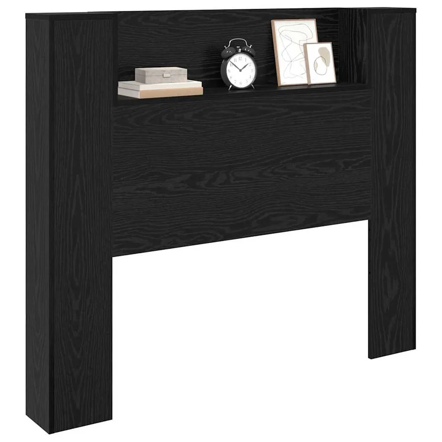 Tête de lit de rangement avec LED Chêne noir Bois d'ingénierie - 3