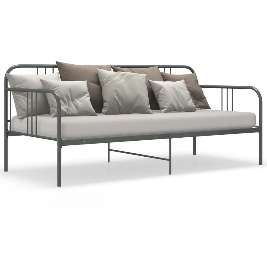 Cadre de canapé-lit sans matelas gris métal 90x200 cm - 6