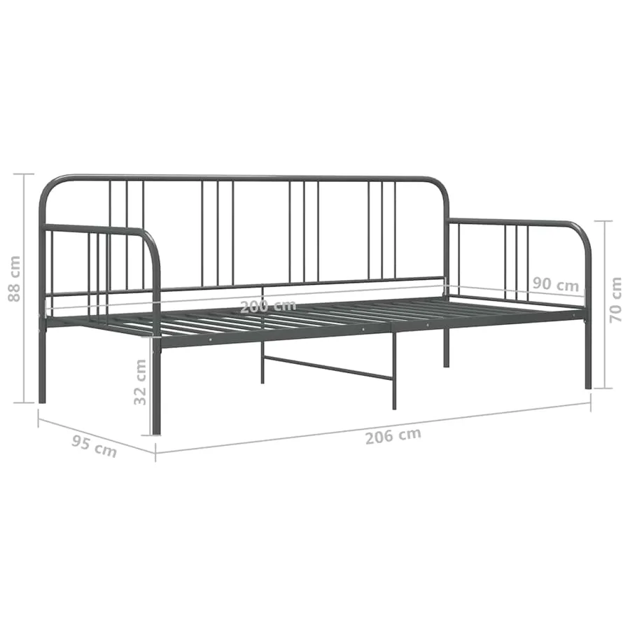 Cadre de canapé-lit sans matelas gris métal 90x200 cm - 8