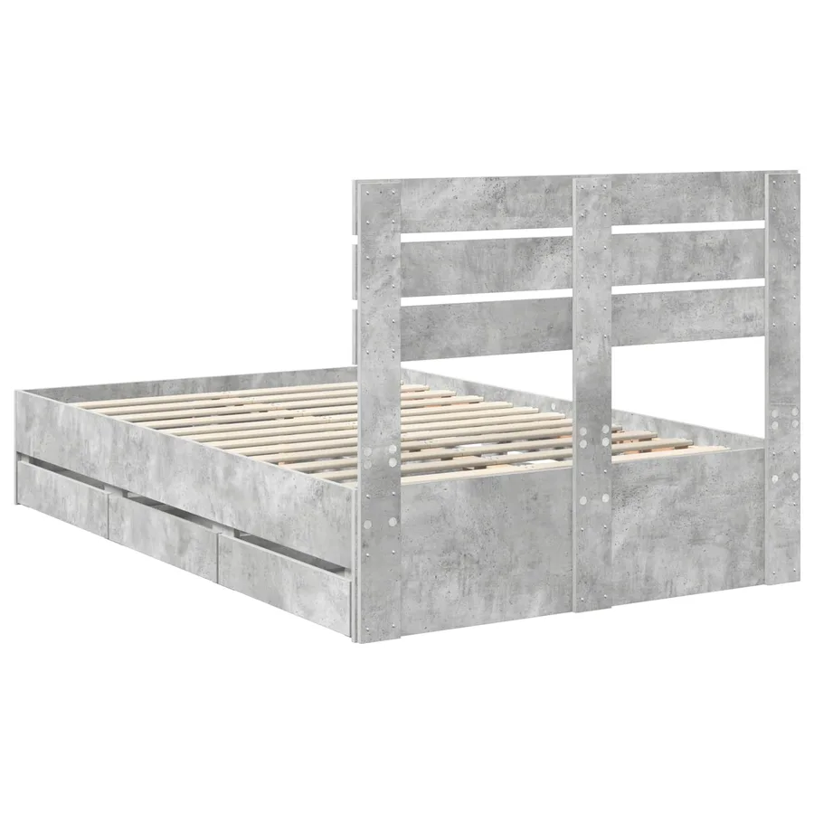 Cadre de lit Gris béton 120 x 190 cm Bois Ingénierie - 10