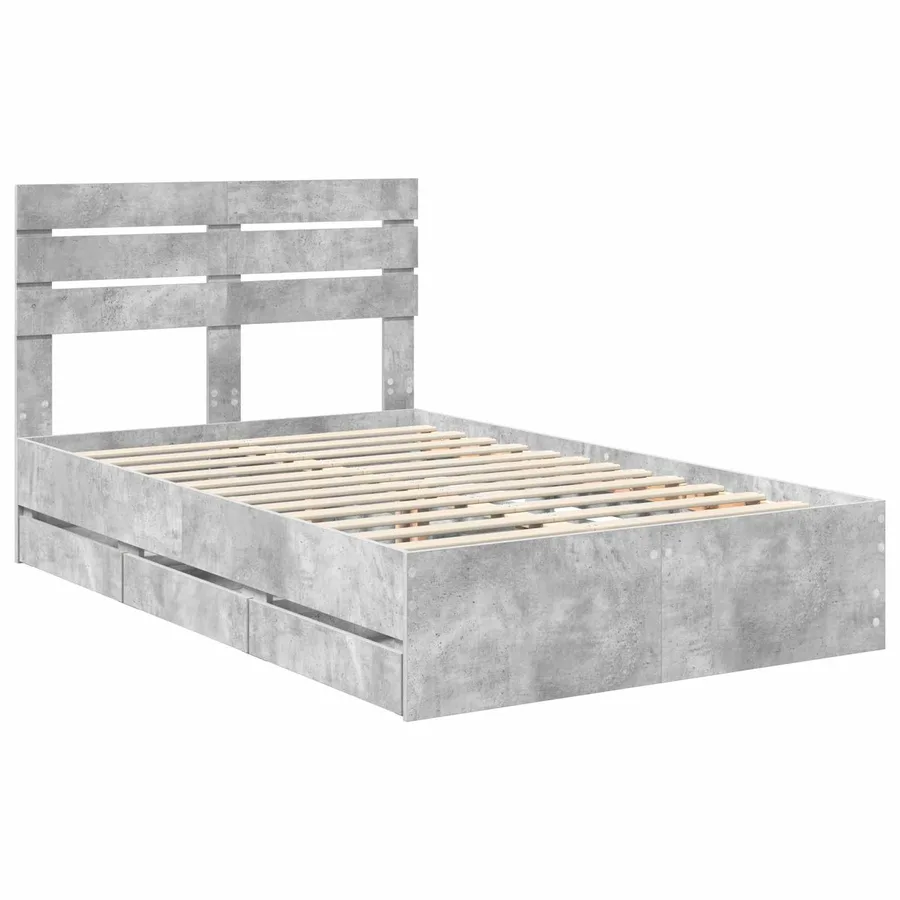 Cadre de lit Gris béton 120 x 190 cm Bois Ingénierie - 4