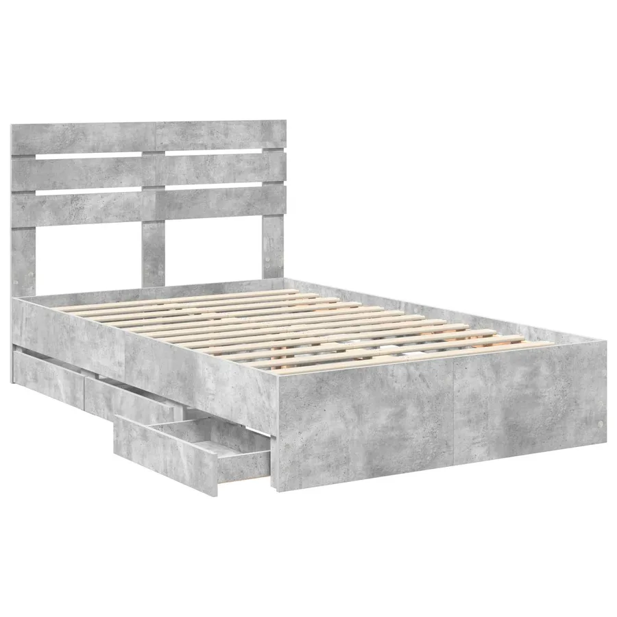 Cadre de lit Gris béton 120 x 190 cm Bois Ingénierie - 5