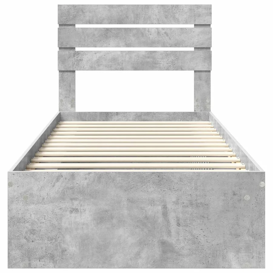 Cadre de lit avec tête de lit Béton 90 x 200 cm Pin massif - 7