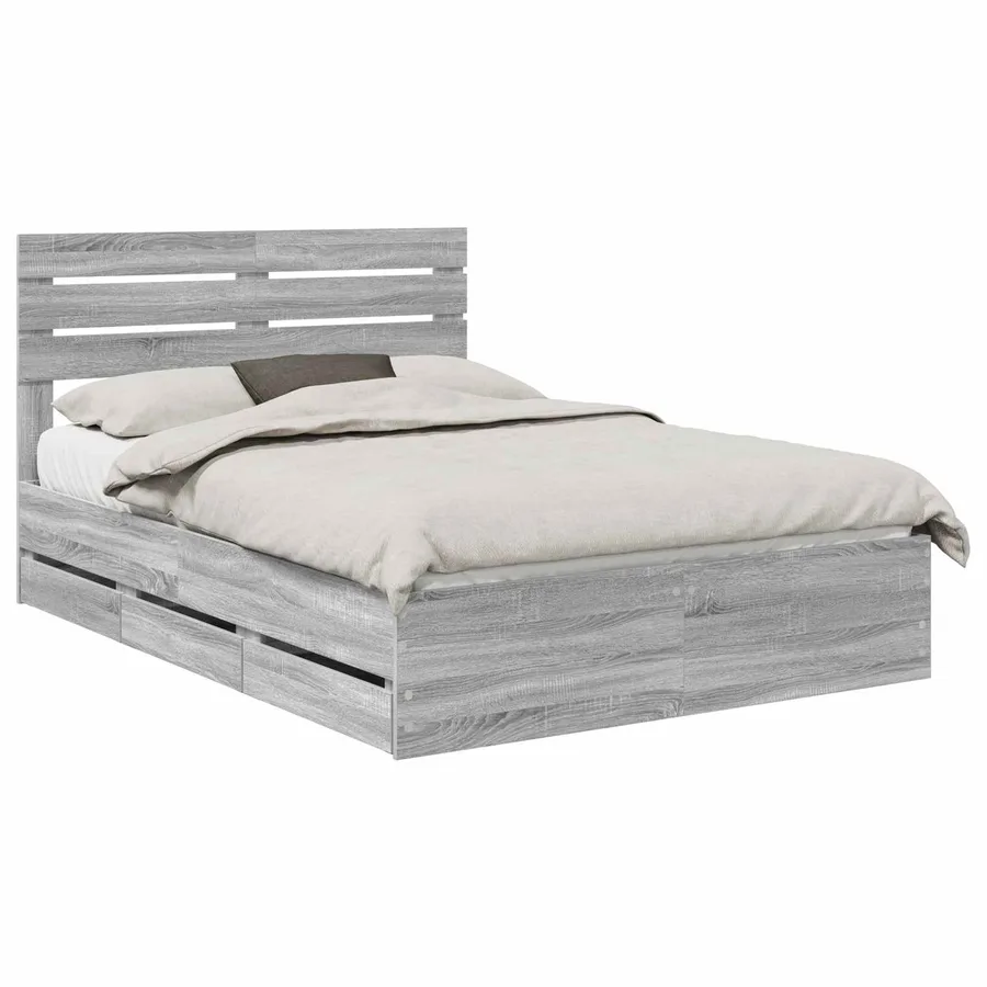 Cadre de lit Gris Sonoma 150 x 200 cm Bois Ingénierie - 2