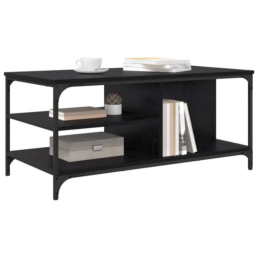 Table basse Chêne noir 100 x 50 x 45 cm Bois d'ingénierie - 3