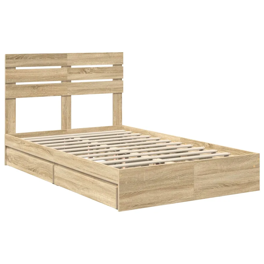 Lit de Rangement Chêne Sonoma 135 x 190 cm Bois d'ingénierie - 4