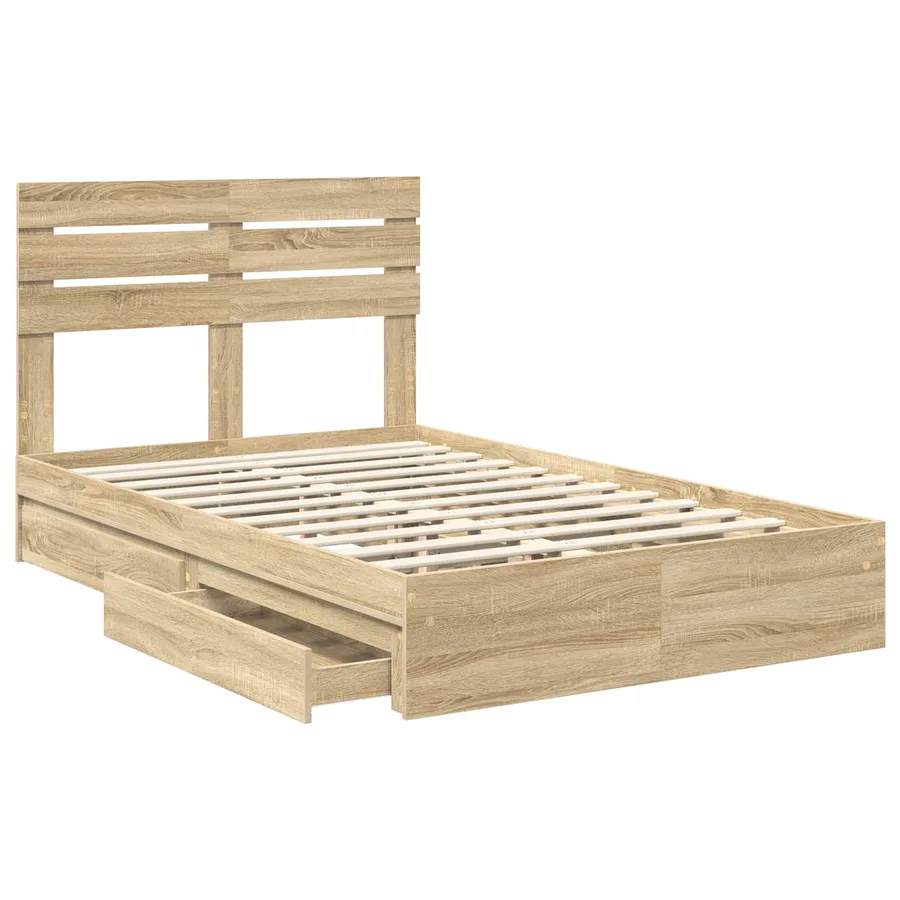 Lit de Rangement Chêne Sonoma 135 x 190 cm Bois d'ingénierie - 5