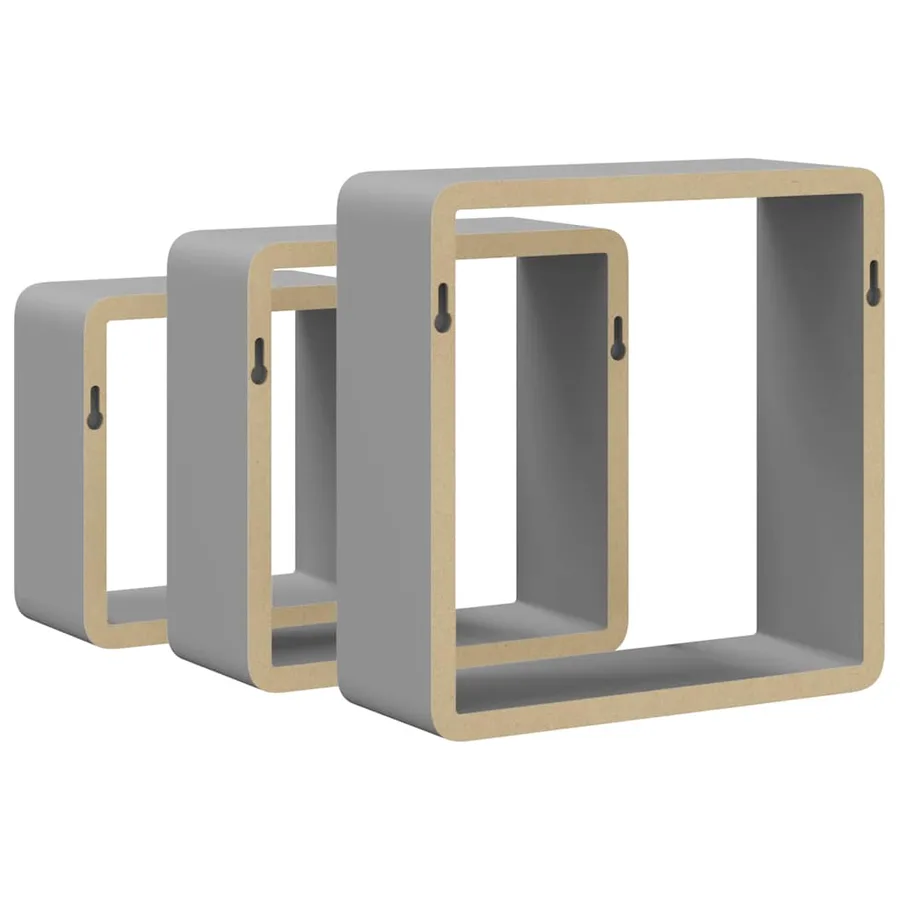 Étagères murales sous forme de cube 3 pcs Gris MDF - 7