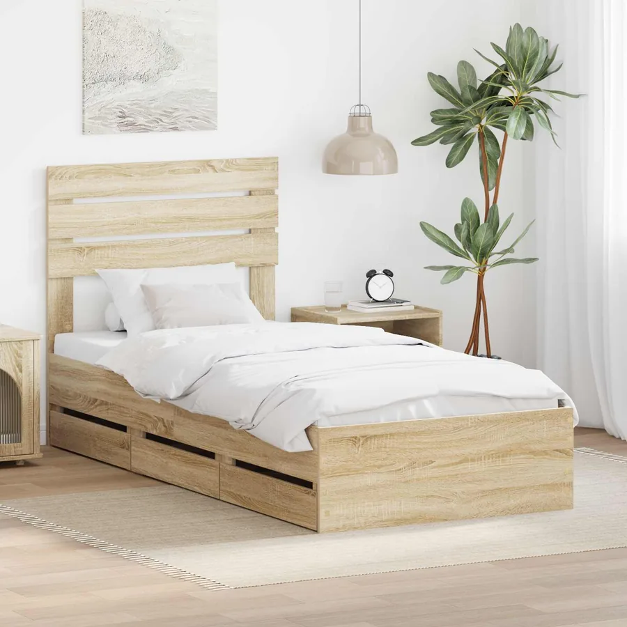 Cadre de lit Chêne Sonoma 75 x 190 cm Bois Ingénierie
