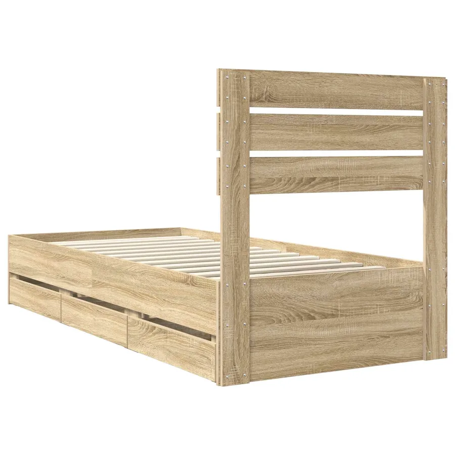 Cadre de lit Chêne Sonoma 75 x 190 cm Bois Ingénierie - 10