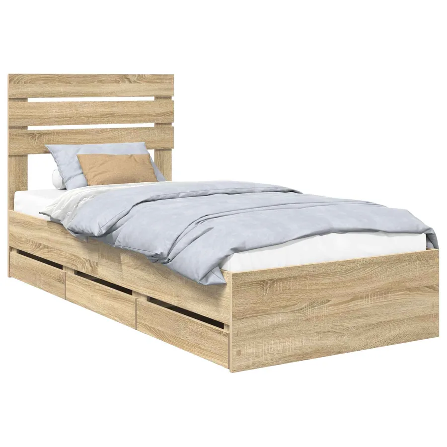 Cadre de lit Chêne Sonoma 75 x 190 cm Bois Ingénierie - 2