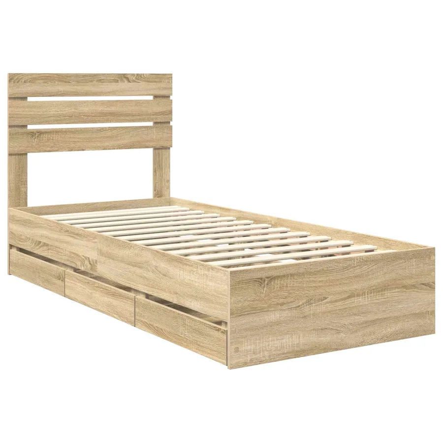Cadre de lit Chêne Sonoma 75 x 190 cm Bois Ingénierie - 4