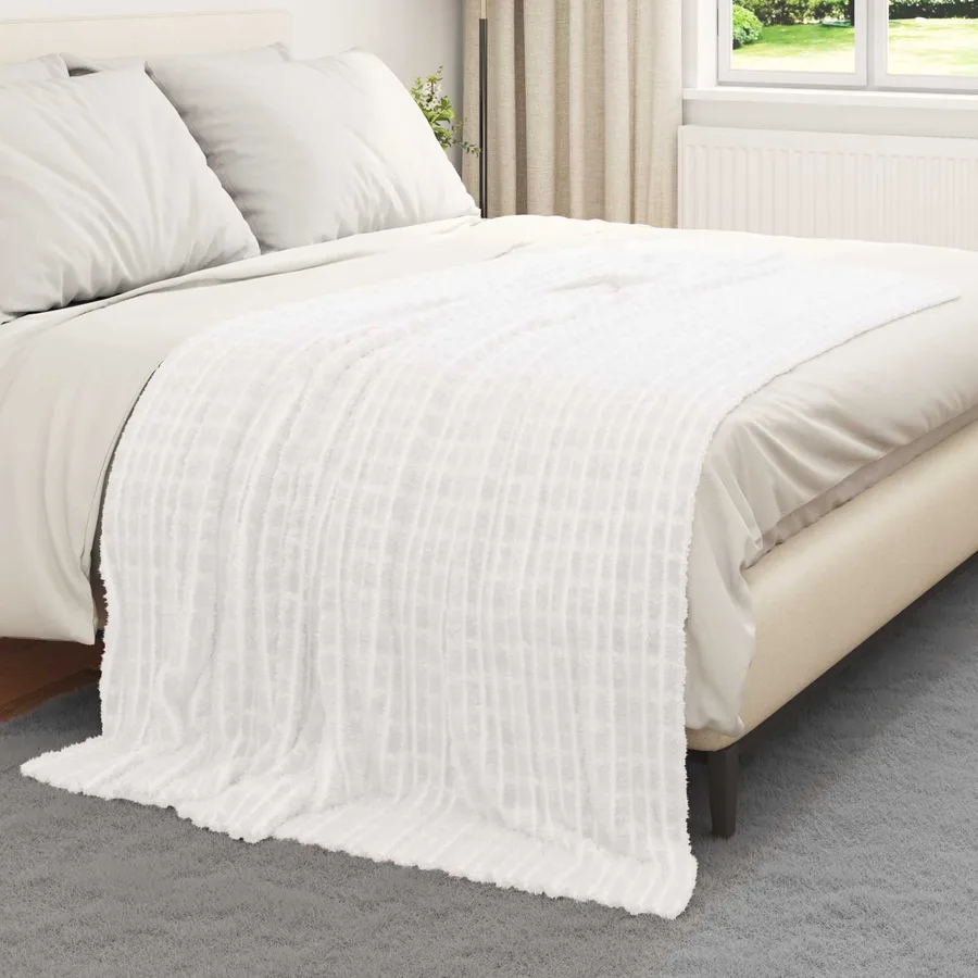 Couvertures à jeter 6 pcs Blanc 200 x 150 cm Toison - 3