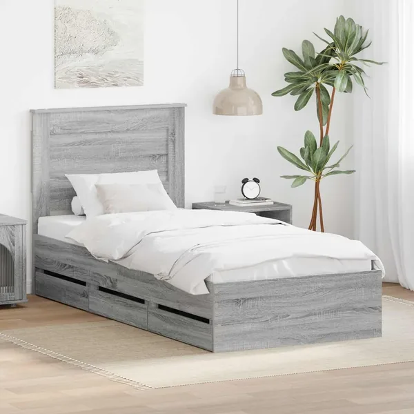 Cadre de lit Gris Sonoma 100 x 200 cm Bois Ingénierie
