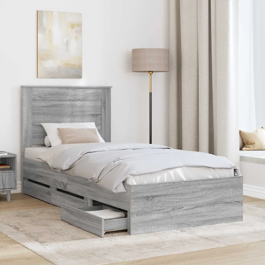 Cadre de lit Gris Sonoma 100 x 200 cm Bois Ingénierie - 3