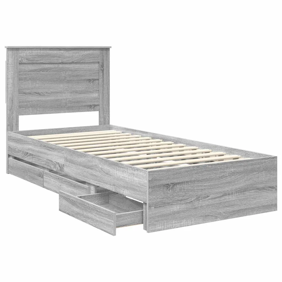 Cadre de lit Gris Sonoma 100 x 200 cm Bois Ingénierie - 5