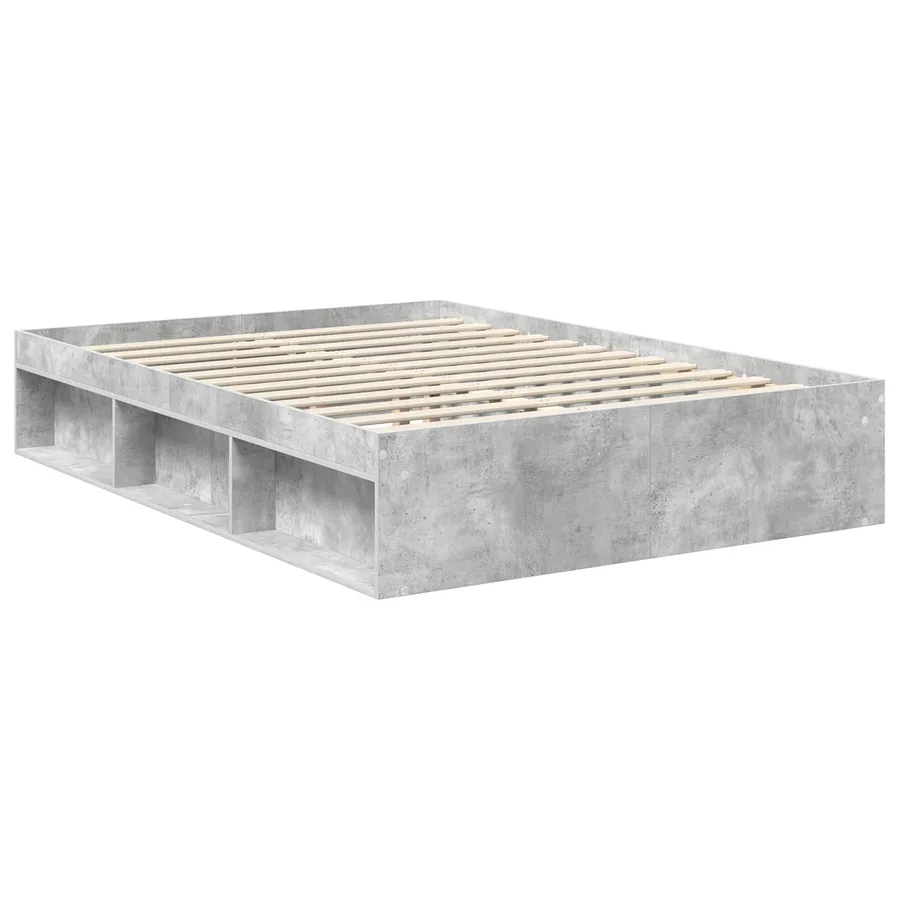Cadre de lit Gris Béton 135 x 190 cm Pin massif - 5
