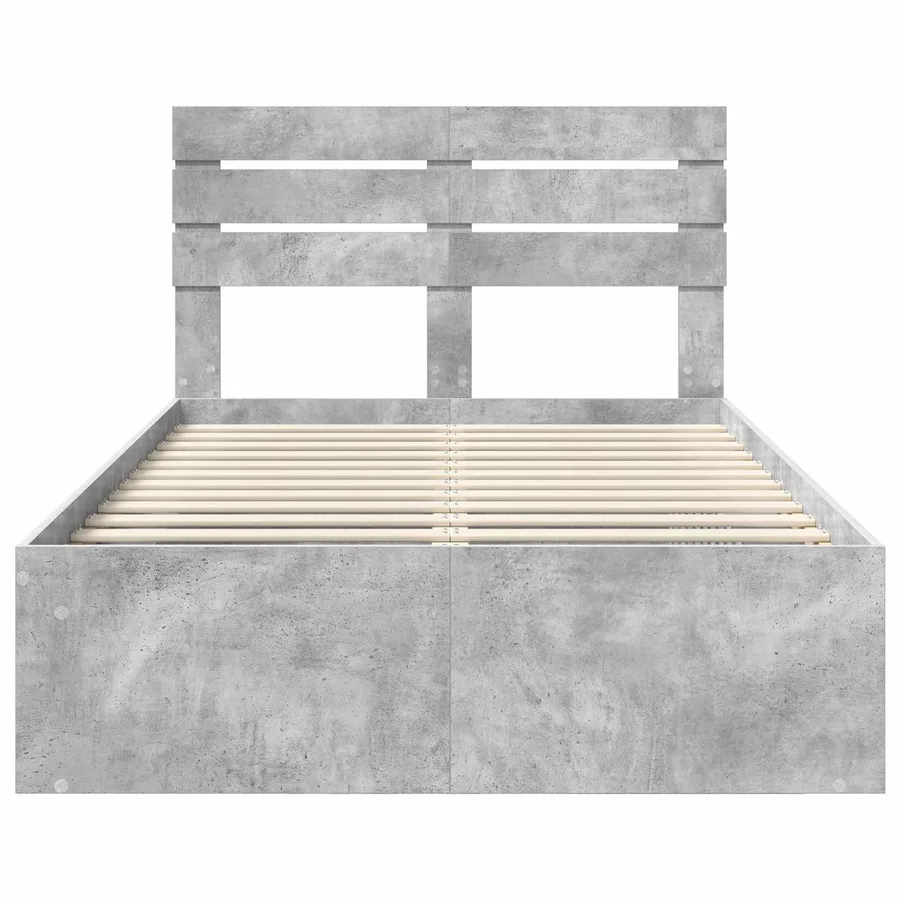 Cadre de lit Gris Béton 135 x 190 cm Pin massif - 7