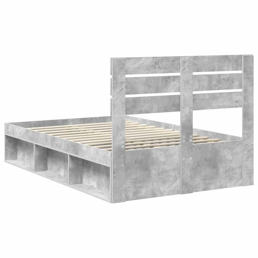 Cadre de lit Gris Béton 135 x 190 cm Pin massif - 9